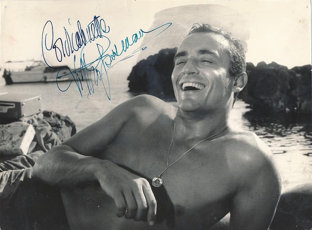 Victoria Gassmann- Vintage Signed Photograph: 9.5X7 Vintage Glossy photograph signed in blue fountain pen ink by Victoria Gassmann. Pin holes to the corners and some light edge wear, otherwise nice. Vittorio Gassman Knight Grand Cross OMRI (born 