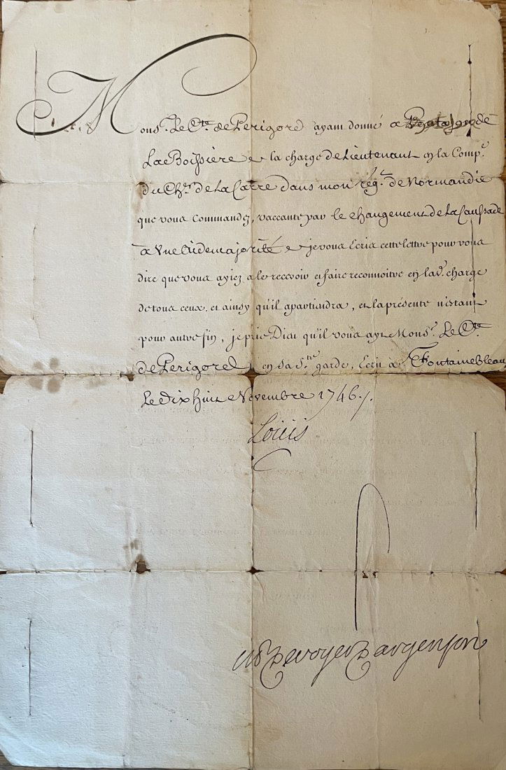 Louis XV- Rare Document Signed 1718- 3rd Year Reign (1 of 5)
