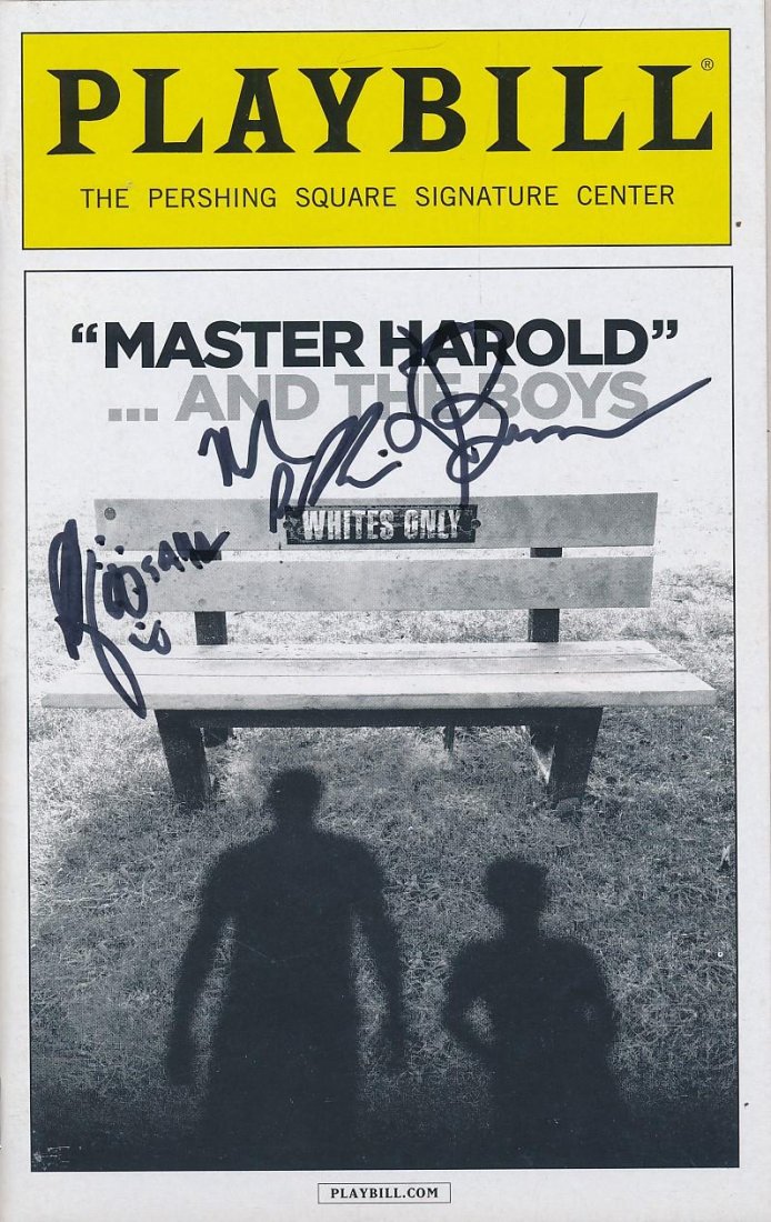 Master Harold... And The Boys- Signed Playbill By 3: Playbill for, "Master Harold... And The Boys", signed in black felt tip ink by 3 cast members of the show. In very good condition. "Master Harold"...and the boys is a play by Athol Fugard. Set in 1950