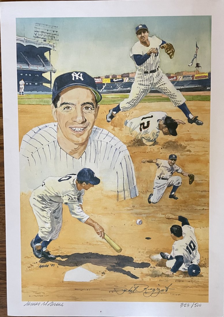 Phil Rizzuto- Limited Edition Signed Lithograph: 14X19 Limited edition #323/500 lithograph signed in blue felt tip ink nicely by Phil Rizzuto. In very good condition.Comes with a full Letter of Authenticity from Todd Mueller Authentics.