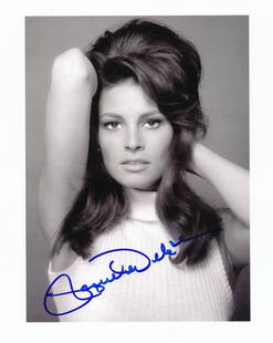 Raquel Welch-Signed Photograph from our Private Signing: 8x10 B&W glossy photograph of Raquel Welch signed in blue felt tip ink during her exclusive private signing with Todd Mueller Authentics. www.ToddMuellerAuthentics.com. Comes with a Letter of