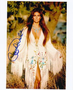 Raquel Welch Signed Photo from Private Signing: 8x10 Color glossy photograph of Raquel Welch signed in blue felt tip ink during her exclusive private signing with Todd Mueller Authentics. www.ToddMuellerAuthentics.com. This photograph is from our