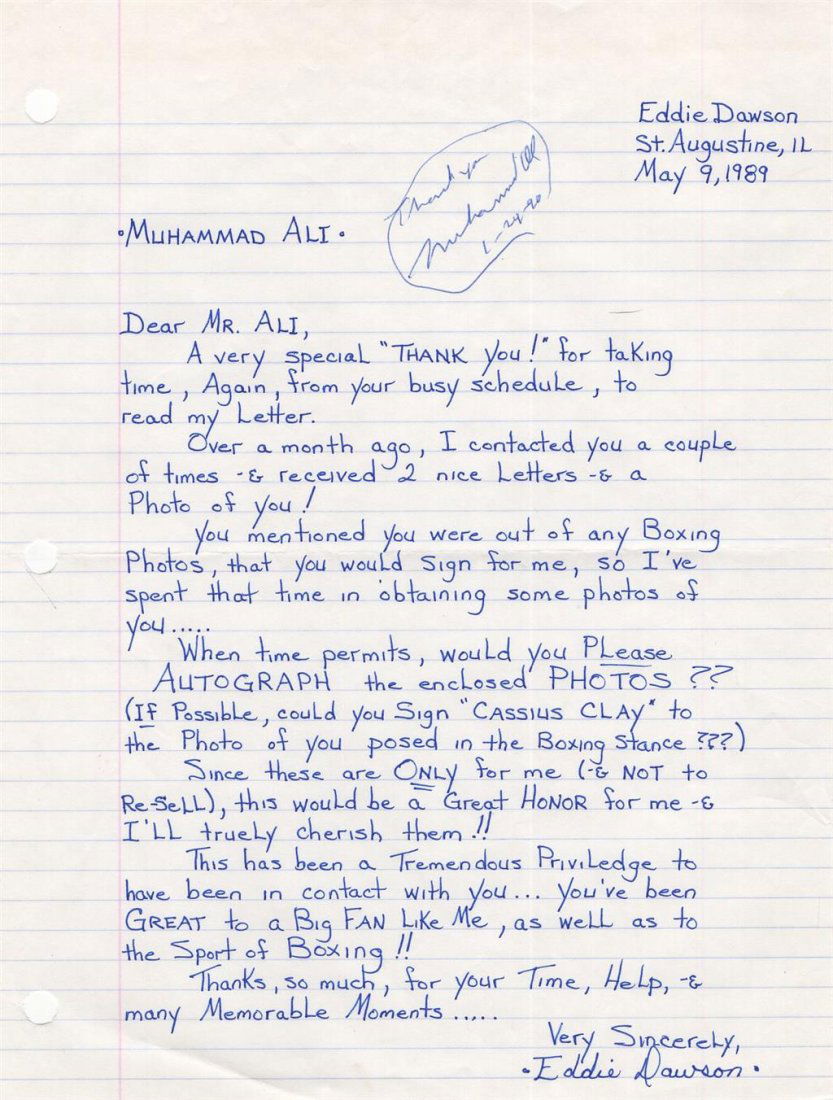 Muhammad Ali- Signed Fan Letter (1 of 1)