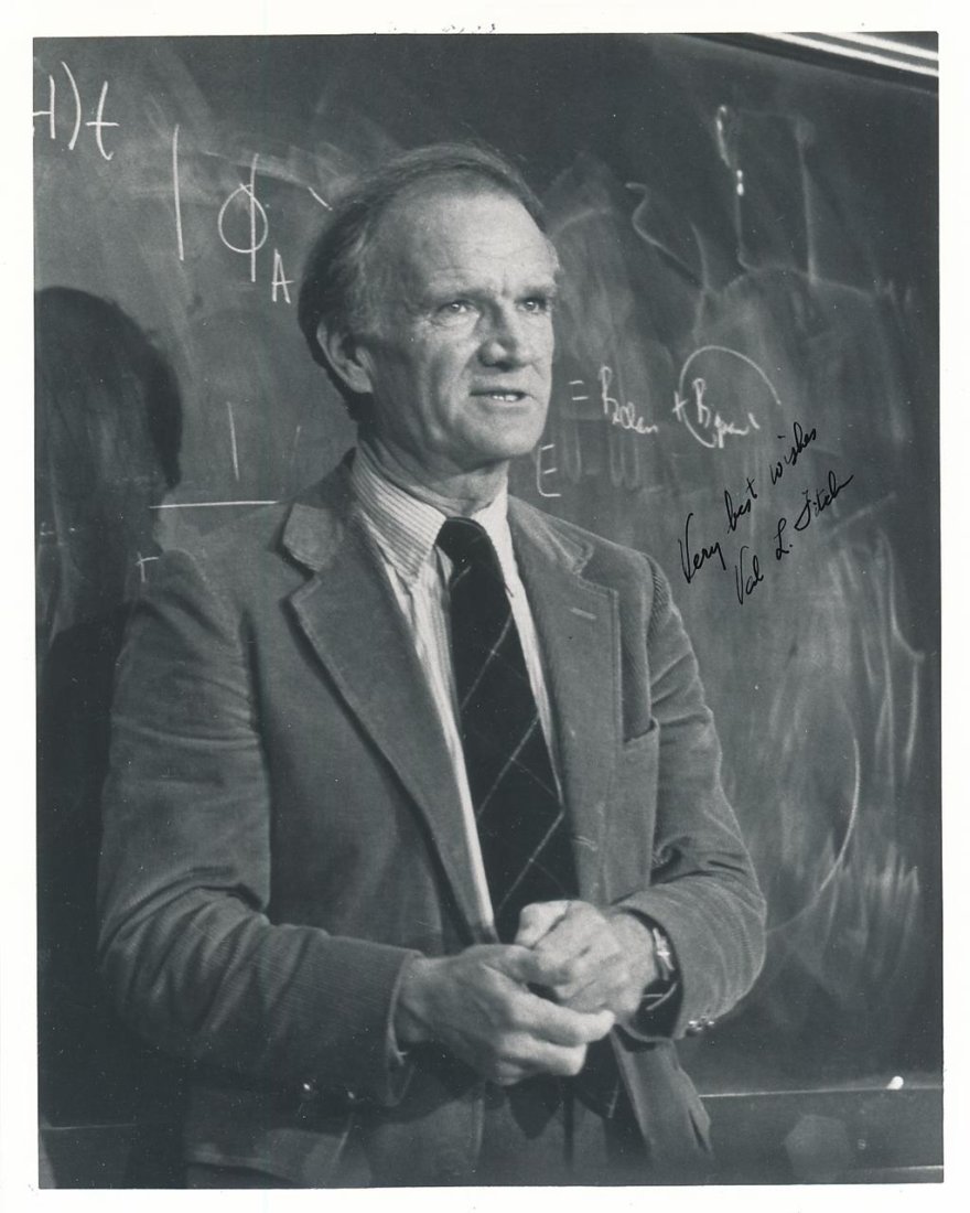 Val Fitch- (Nobel Prize 1980)-Signed Photograph: 8X10 B&W Glossy photograph signed in black felt tip ink, "Very best wishes, Val L. Fitch." In very good condition.(1923-2015 Val Logsdon Fitch was an American nuclear physicist who, with co-researcher