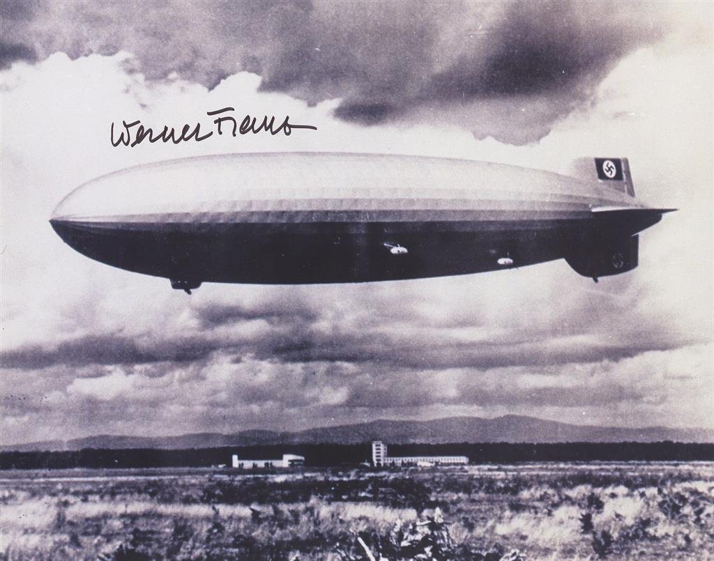 Werner Franz- Signed Photograph (Survived Hindenburg Crash): 10x8 B&W cardstock photograph signed in black felt tip ink by Werner Franz. This is from a private signed between Werner Fraz and Todd Mueller. In very good condition. (1922-2014) Werner Franz was the