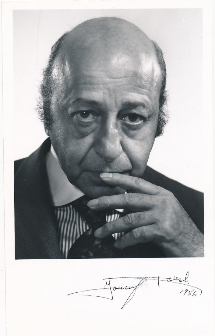 Yousuf Karsh-Vintage Signed Photo (Greatest Portrait Photographer 20th Century): 5X8 Vintage gelatin portrait of Yousuf Karsh. Signed in the lower margin in black ink adding the date of 1986 by Yousuf Karsh. Trivial light smudge, otherwise mint.(1908-2002) Yousuf Karsh was a Canad