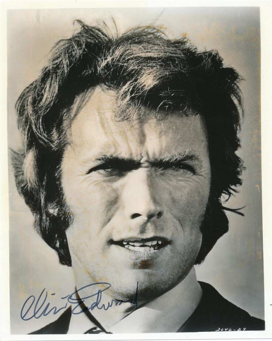 Clint Eastwood- Vintage Signed Photograph SUPER NICE!!!!: 8X10 B&W Glossy vintage photograph signed in felt tip ink by Clint Eastwood. A couple of creases and some scattered toning to the image, otherwise nice.This lot came from the Jim Wiggins collection we
