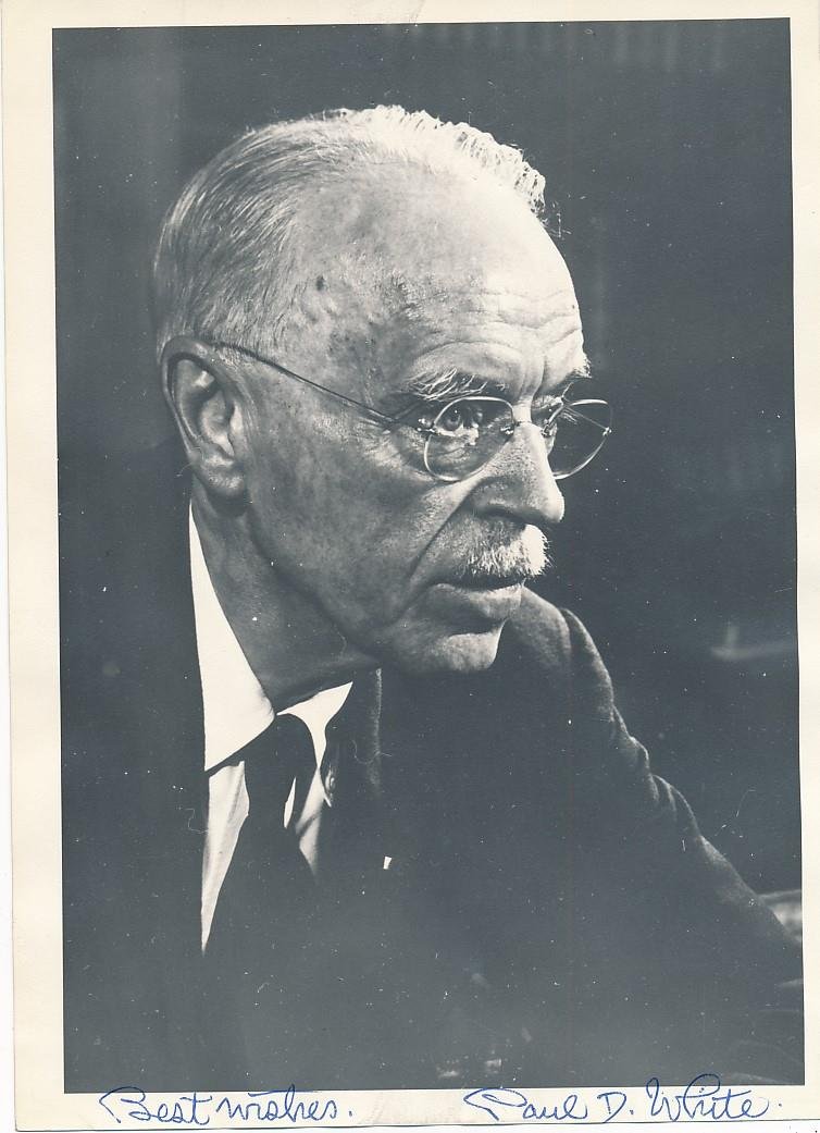 Paul Dudley White- Vintage Signed Photograph (Leading Cardiologists of his Day): 5X7 B&W vintage photograph signed in the lower margin in ballpoint ink, "Best Wishes, Paul D. White." In very good condition.(1886-1973) Paul Dudley White was an American physician and cardiologist. H
