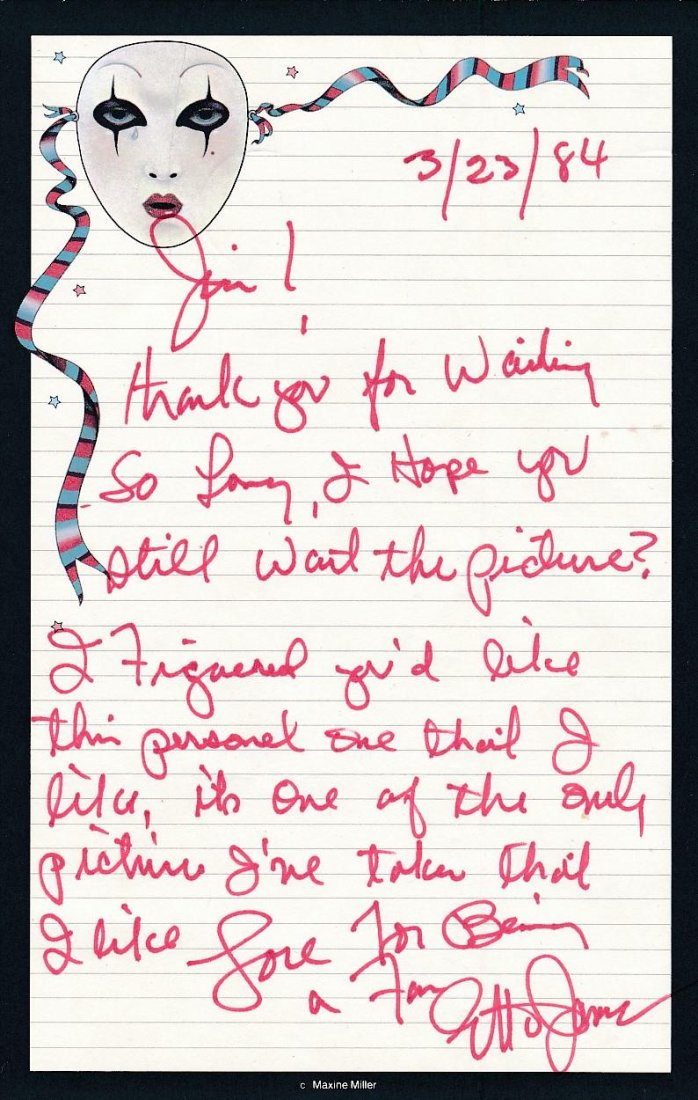 Etta James- ALS from 1984 Signed: One page ALS in part; ".....I figured you'd like this personal one [photo] that I like, it's one of the only pictures I've taken that I like," signed at the conclusion in full by Etta James.(1938-2012