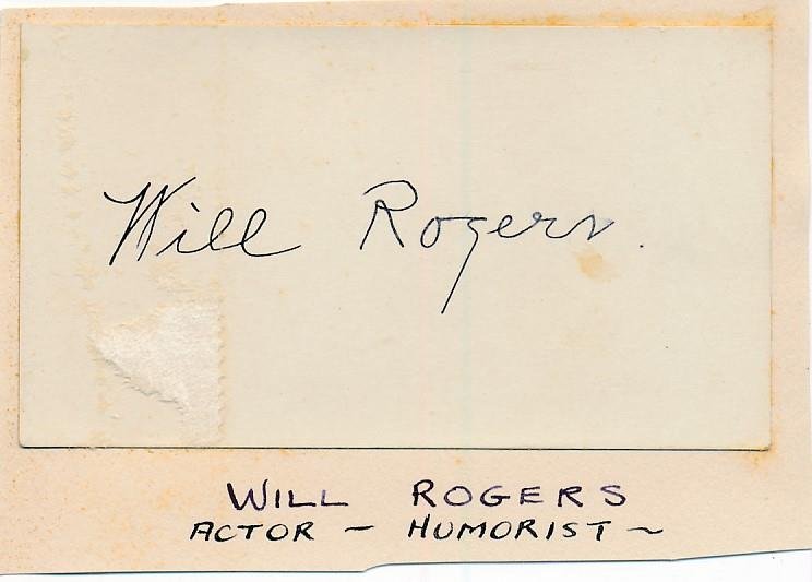 Will Rogers -Vintage Signed Card from 1920/30s (1 of 1)