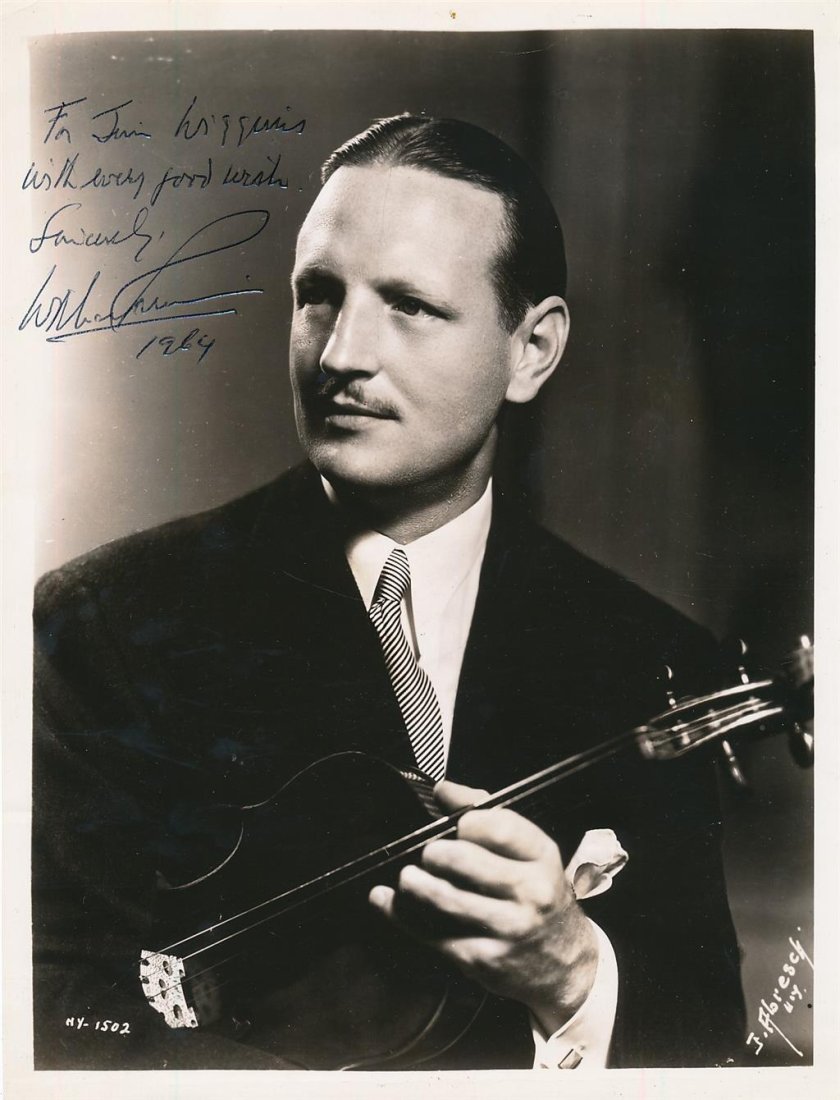 William Primrose-Vintage Signed Photograph (Violinist): 8X10 Sepia Glossy vintage photograph signed in ballpoint ink, "For Jim Wiggins, with every good wish, Sincerely William Primrose 1964." A hairline crease to the top, otherwise nice.(1904-1982) William