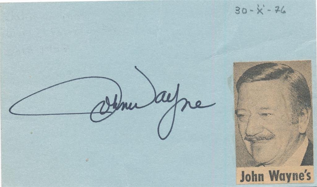 John Wayne-Vintage Signed Index Card in 1976 (1 of 1)