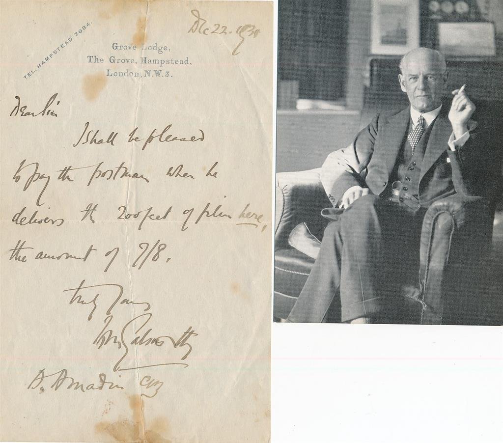 John Galsworthy- ALS w/Photograph Signed in 1930 (English Novelist & Playwright) (1 of 1)