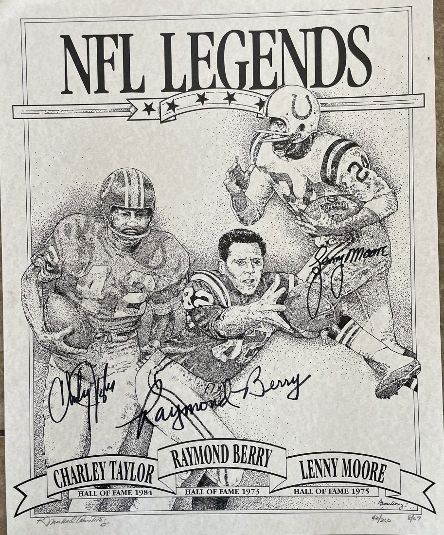 NFL Legends- Limited Edition Lithograph Signed by 3 Hall of Famers (1 of 4)