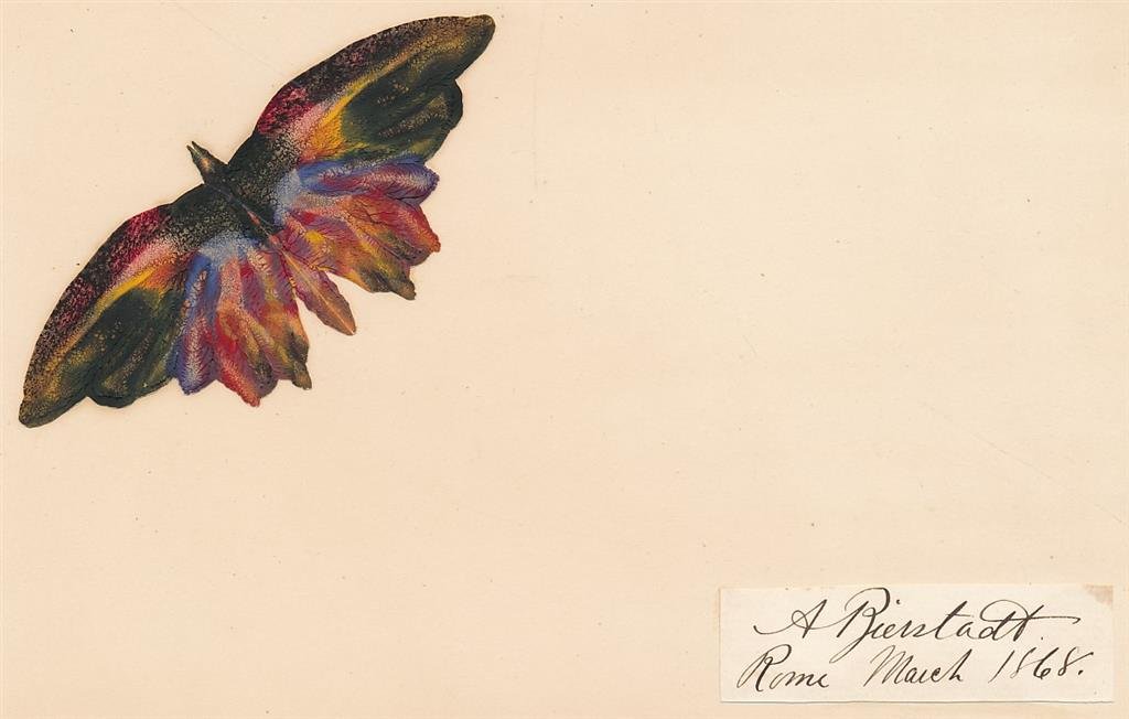 Albert Bierstadt-Vintage 1868 Clipped Signature Affixed to a Painting (Famous Painter) (1 of 1)