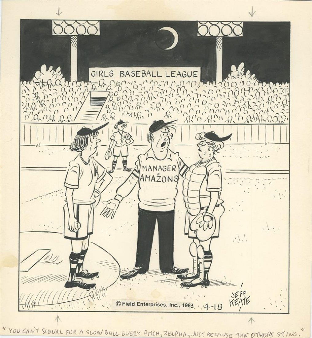 Jeff Keate- Signed Comic (Cartoonist): 8x8.75 Comic signed in black ink by Jeff Keate. In very good condition with a few light stains. Jeff Keane is an American cartoonist. He is the youngest son of the late cartoonist Bil Keane who, follo