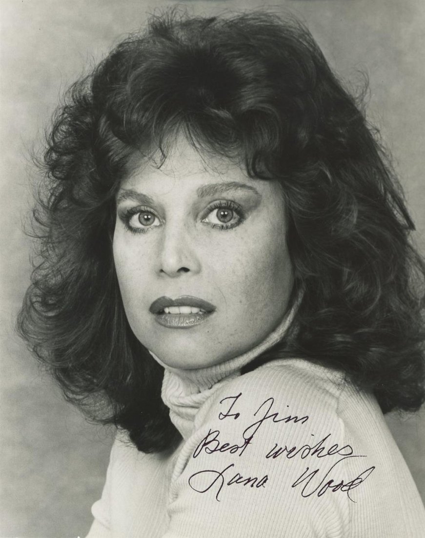 Lana Wood- Signed Vintage Photograph: 8x10 B&W vintage cardstock photograph signed "To Jim Best wishes Lana Wood" in black felt tip ink. Some edge weaving and light creasing, otherwise, in good condition. Lana Wood is an American actress 
