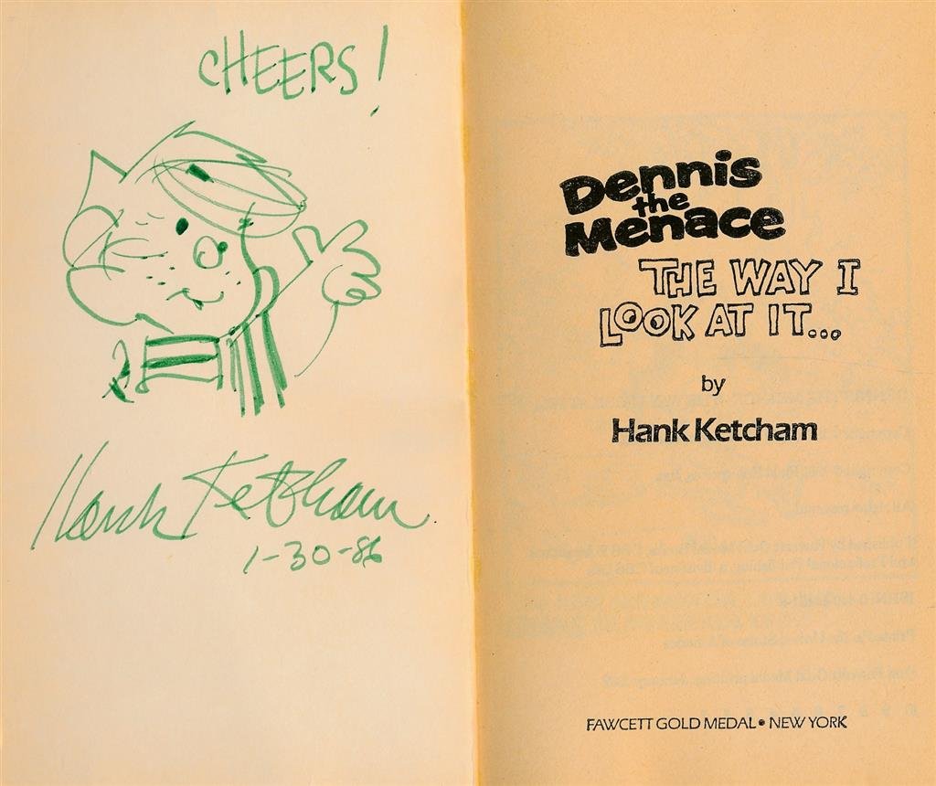 Hank Ketcham-Hand Drawn Sketch & Signed "Dennis the Menace" Book (1 of 2)