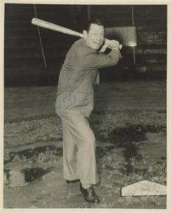 Joe E. Brown- Signed Vintage Photograph: 8x10 Vintage B&W glossy finish photograph signed and inscribed in blue ballpoint ink by Joe E. Brown. In good condition. (1891-1973) Joe Evans Brown was an American actor and comedian, remembered for
