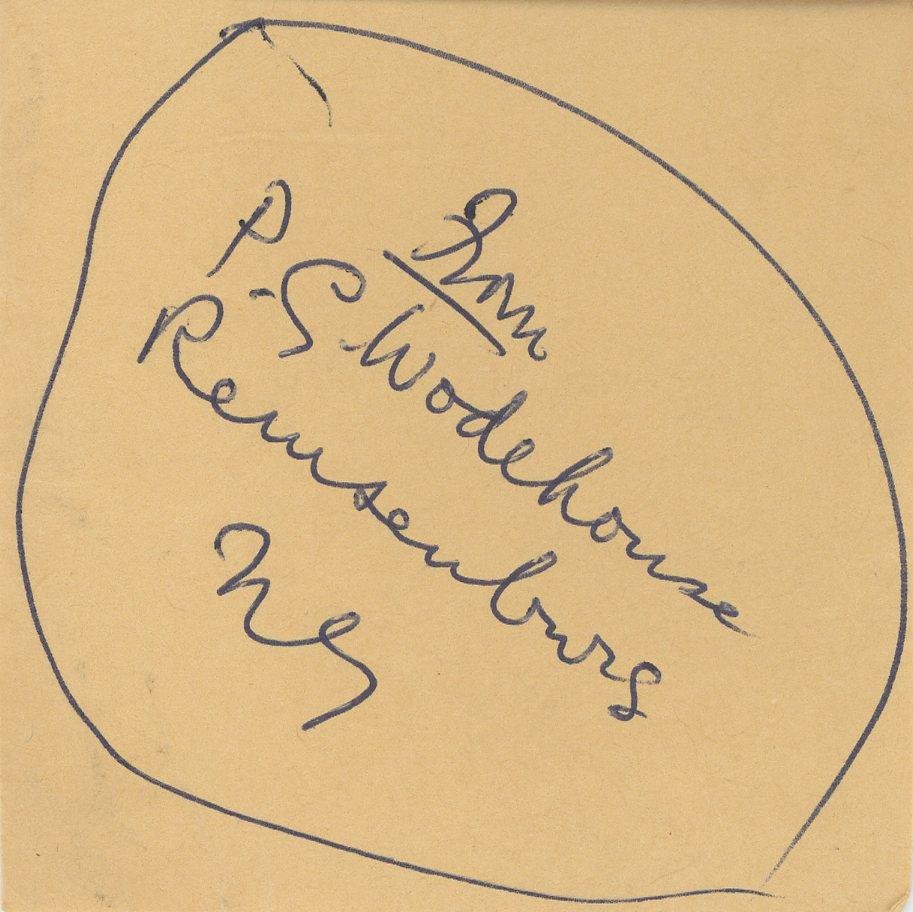 Sir Pelham G. Wodehouse-Vintage Signed Page (English Writer) (1 of 1)