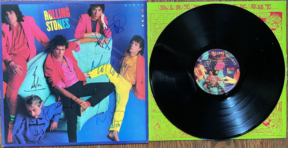 "The Rolling Stones" Signed Record Album "Dirty Work" by all 5 Band Members (1 of 1)