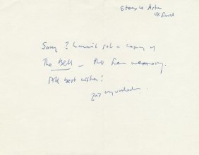 Iris Murdoch-Handwritten Note (Famed Novelist)