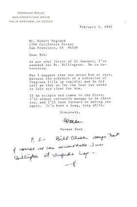 Herman Wouk- TSL from 1993 (Pulitzer Prize 1951 "Caine Mutiny")