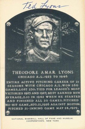 Ted Lyons- Vintage Signed Hall of Fame Plaque Postcard
