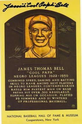 James "Cool Papa" Bell- Vintage Signed Hall of Fame Plaque Postcard