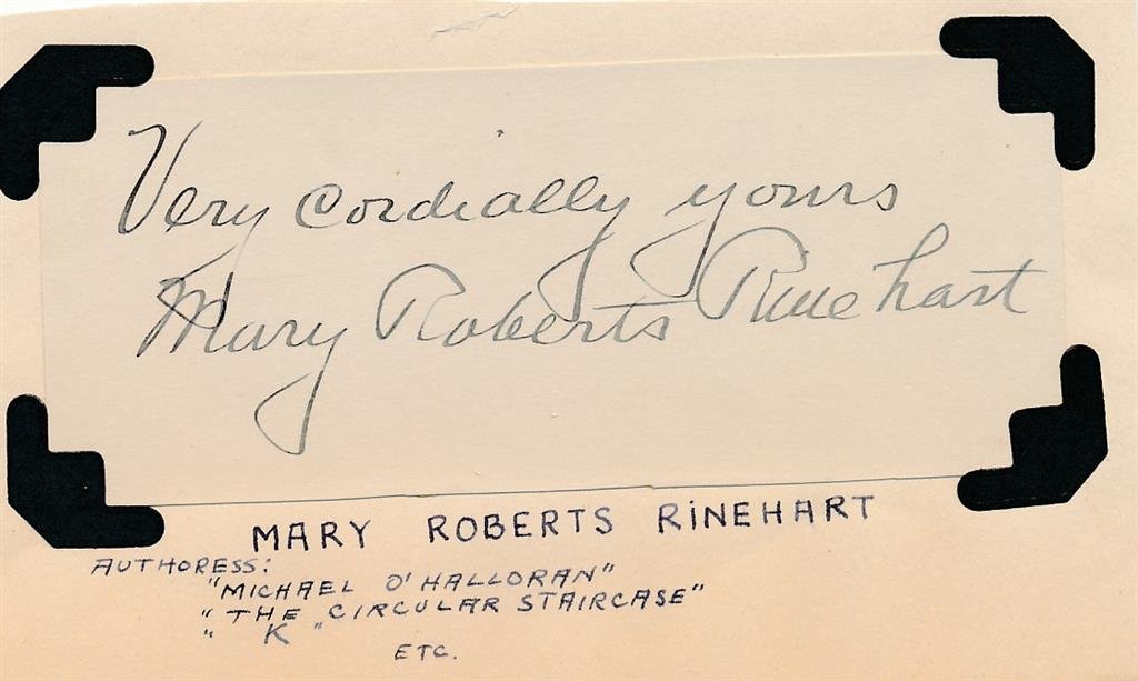 Mary Roberts Rinehart- Signed Vintage Card (Writer) (1 of 1)