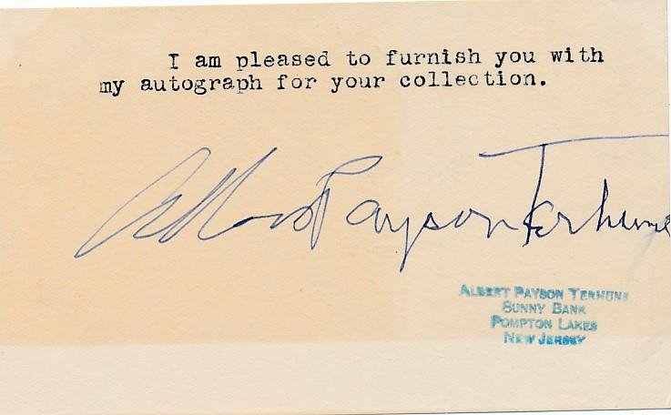 Albert Payson Terhune- Signed Vintage Card (Writer) (1 of 1)