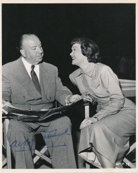 Alfred Hitchcock-RARE Signed Vintage Photograph with Jane Wyman