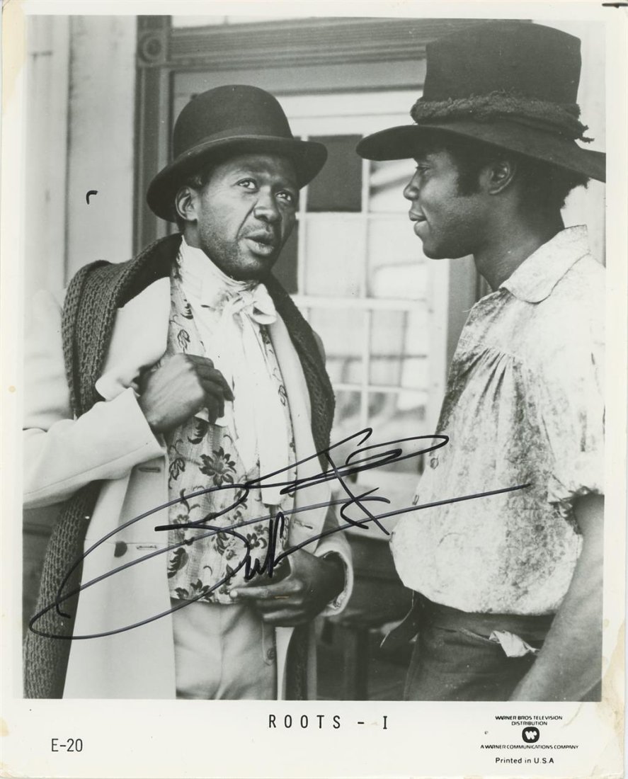 Ben Vereen-Signed Vintage "Roots" Photograph as "Chicken George": 8x10 B&W glossy finish vintage photograph from, "Roots", signed in black felt tip ink by Ben Vereen. Some edge creasing and staining, otherwise, in good condition. Ben Vereen is an American actor, dan