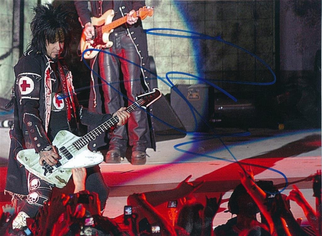 Nikki Sixx-Signed Laser Photograph w/VIP Autographs COA (Co-Founder of Mötley Crüe): 10x5.7.75 Color laser photograph signed in blue marker by Nikki Sixx. Excellent condition. Comes with a full Certificate of Authenticity from VIP Autographs.Nikki Sixx is an American musician, best kn