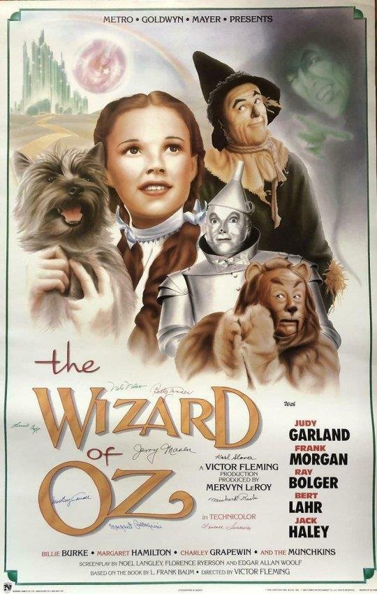 Wizard of Oz- Movie Poster Signed by 9 Munchkins (1 of 2)