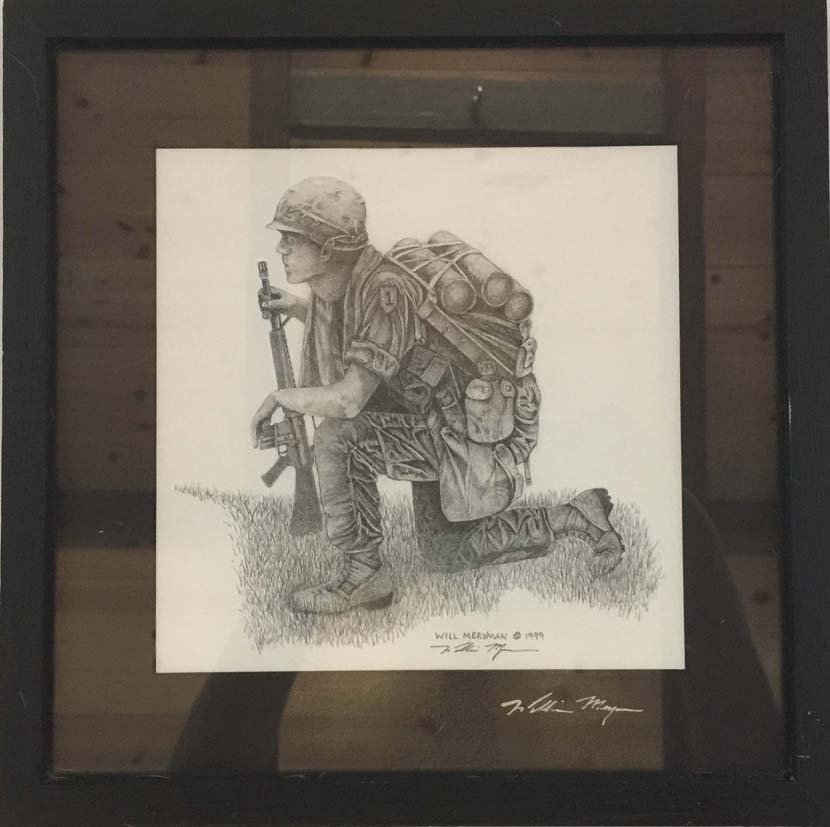 1968  VIETNAM 1ST INFANTRY DIV PENCIL DRAWING-SIGNED (1 of 8)