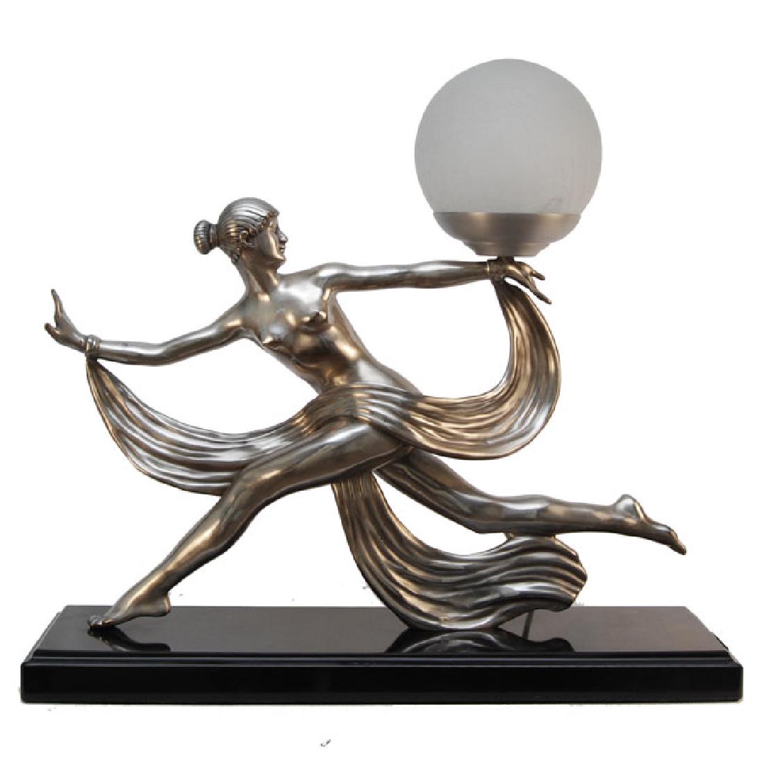 Bronze Art Deco Figurine Lamp