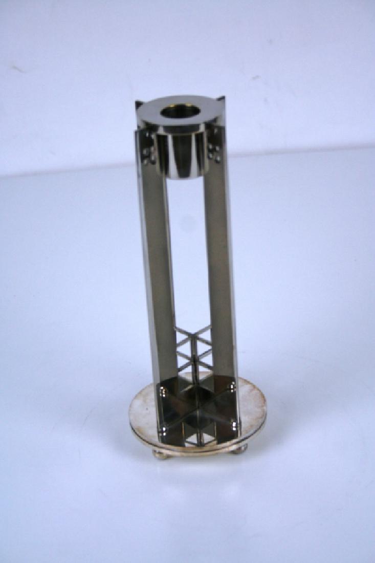 Original Candlestick: An original silver plated candlestick by Swid Powell. Italian maker. 1970's. Stamped. 9"H.