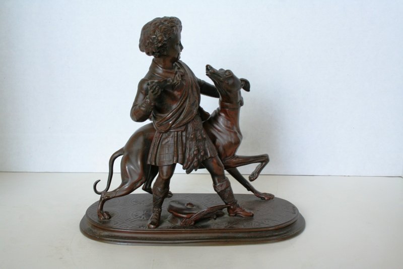 Antique Bronze of a Scottish Boy and Dog (1 of 4)
