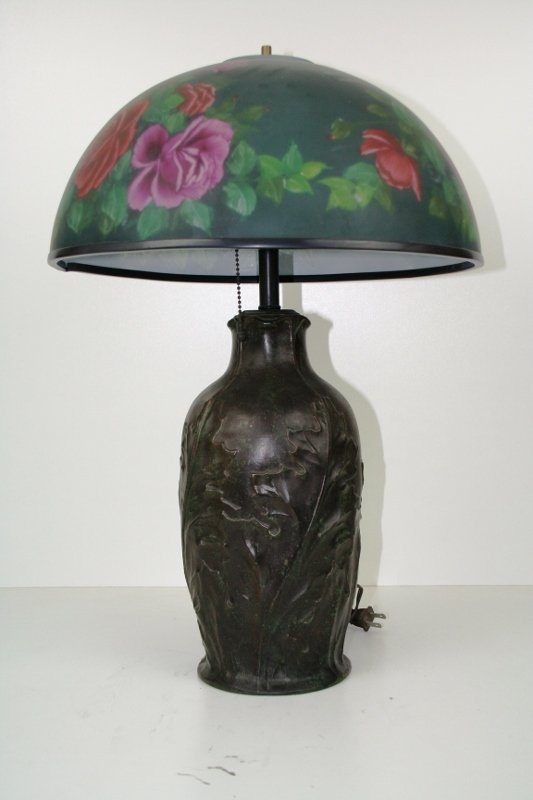 Reverse Painted Flower Shade Table lamp (1 of 3)