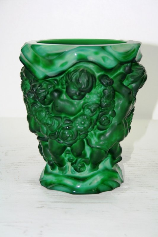 Art Nouveau Malachite Glass Vase (1 of 3)