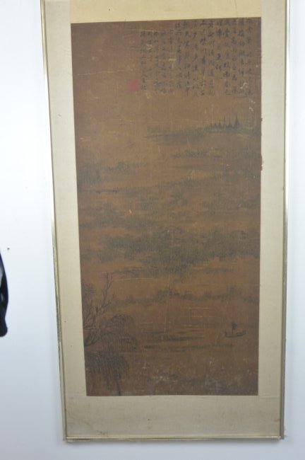 Ming dynasty boat paint: 58 * 112cm(Approximate)