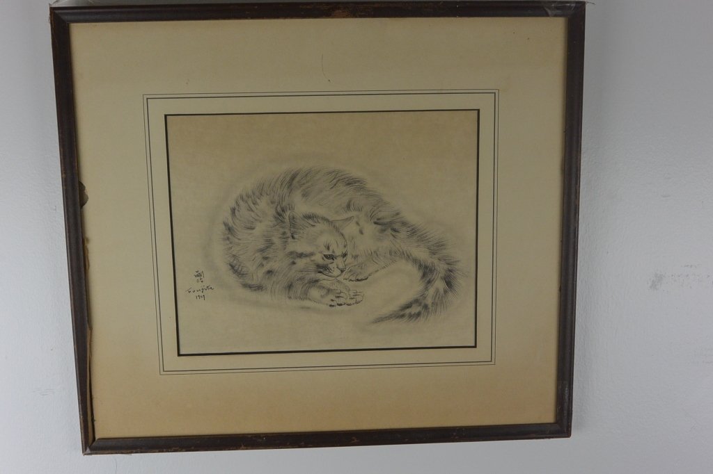 1929 Japanese cat painting by Tsuguharu Foujita: 1929 Japanese Painting of a cat signed by Tsuguharu Foujita. Tsugouharu Foujita (藤田 嗣治) (November 27, 1886 ¨C January 29, 1968) ) was a great master on drawing cats. His B