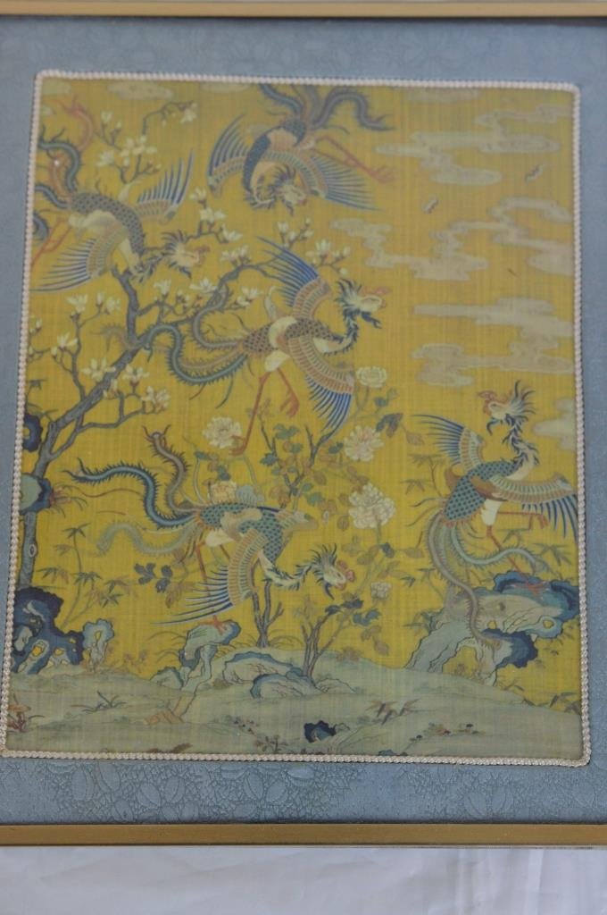 Chinese Qing - Silk Scroll Painting of "phoenixs (1 of 9)