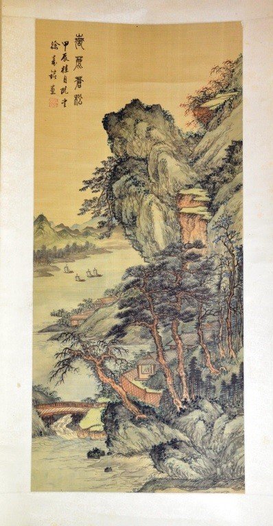 Chinese Silk Scroll Landscape Painting (1 of 8)