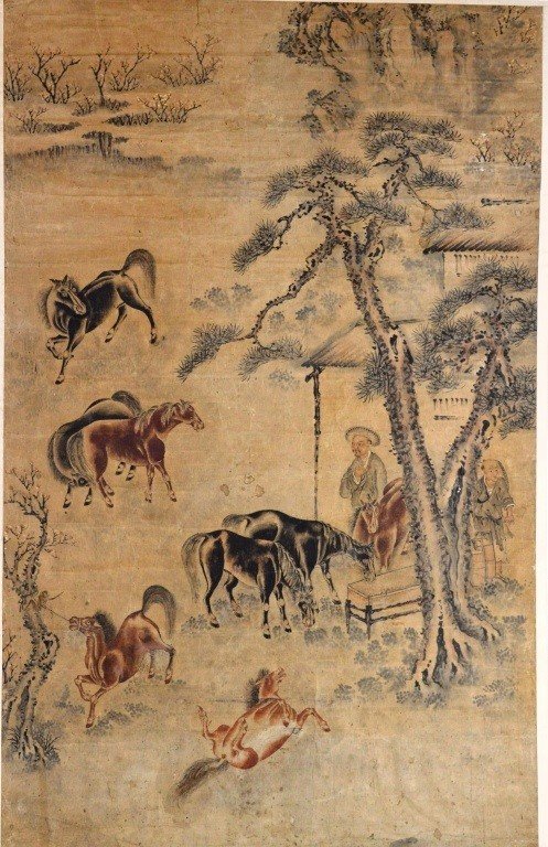 Chinese Yuan Ming-Painting of Eight Handsom Horse: Chinese Yuan Ming Dynasty -Painting of Eight Handsome Horses Dimension: 106*68cm
