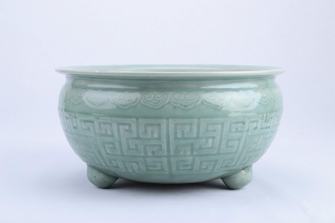 A Chinese Celadon Porcelain Three-Feet Brush Washer (1 of 5)