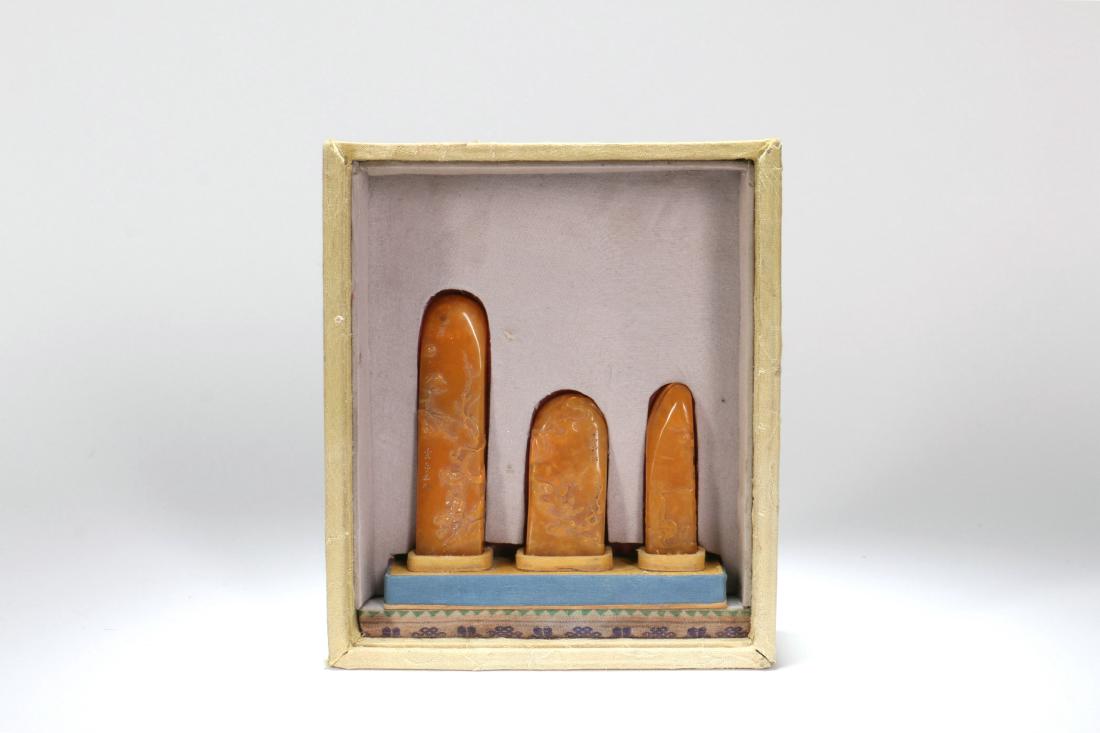 A Set of Three Carved Tianhuang Seals (1 of 11)