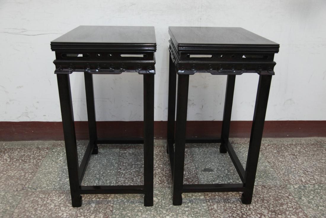 A Pair of Chinese Zitan wood Stools (1 of 4)