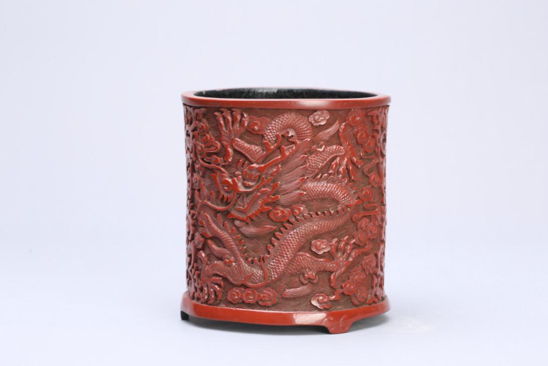 A Chinese Carved Lacquerware Brush Pot (1 of 11)